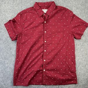 NWT American Eagle Outfitters Shirt Mens L Red Geometric Short Sleeve Button Up